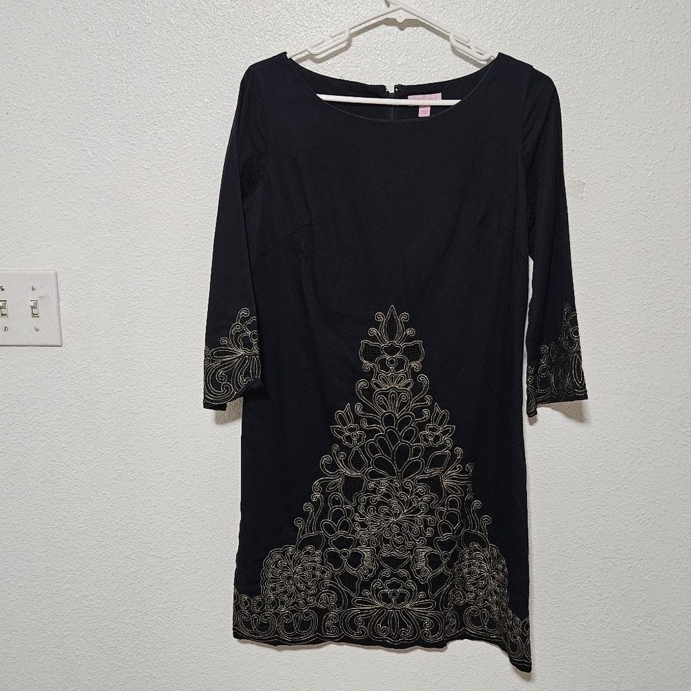 Lilly Pulitzer Shauna black embroidery dress size 4